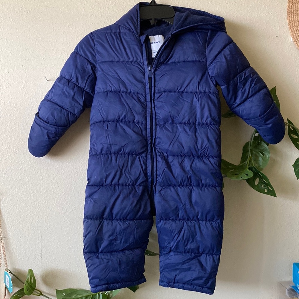 Blue toddler snowsuit